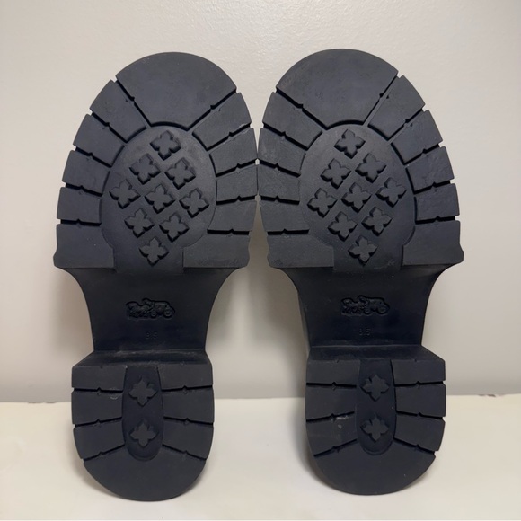 Coach Leah Black Leather Loafer Lug Sole Women’s Size 8.5 Chunky Y2K CB990 Logo - Picture 8 of 10